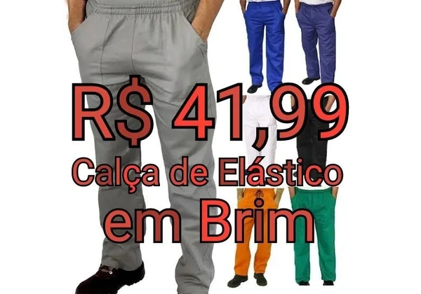 Calça em Brim Para Trabalho Pesado Uniforme:<br>- Pedreiro - Mecânico - Obras - Construtora