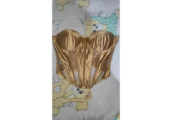 Corset dourado acetinado