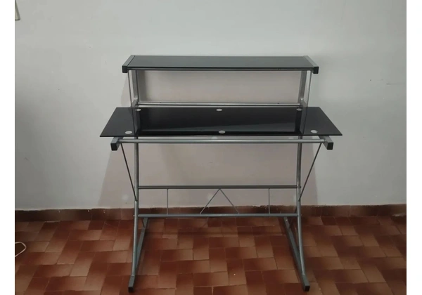 Mesa de Escritório de Vidro Preto