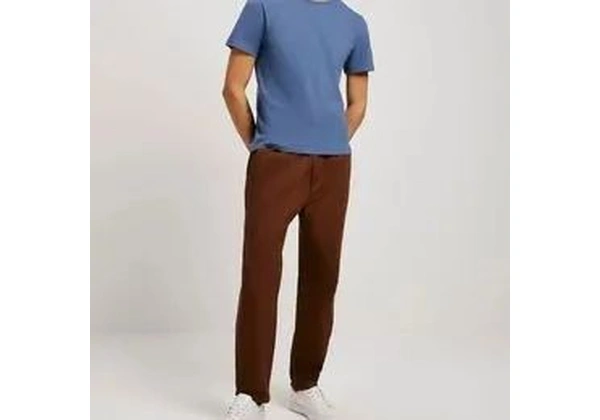 Camiseta Básica Masculina Manga Curta Slim - Azul - Tamanho G