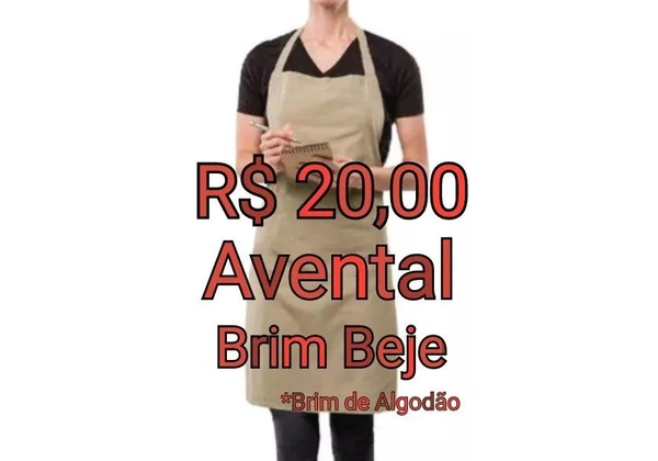 Avental em Brim de Algodão - Bege