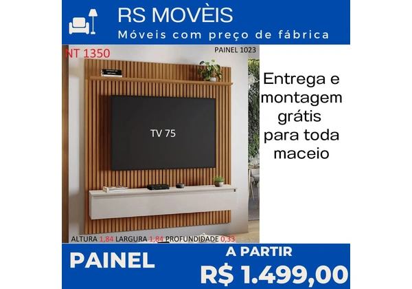 Painel para TV 75 polegadas com entrega e montagem grátis em Maceió