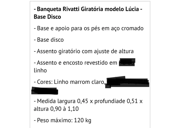 BANQUETA RIVATTI