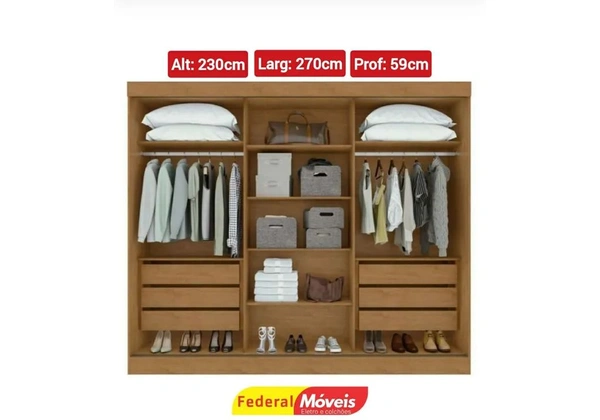Guarda Roupa 3 Portas de Correr Novo Fazemos Entrega