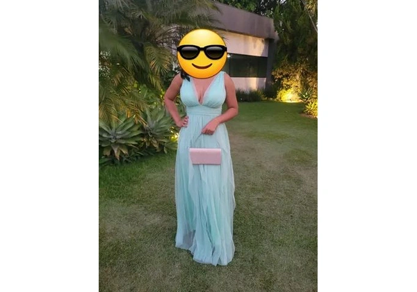 Vestido longo verde menta