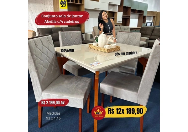 Mesa 4 lugares MDF 2199 avista- frete grátis