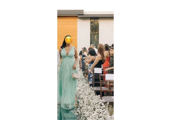 Vestido longo verde menta