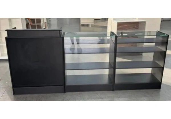 BALCÃO CAIXA + BALCÃO VITRINE COM VIDRO SUPERIOR
