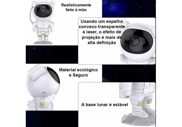 Projetor De Luzes Estrelas Galáxia Astronauta Com Controle