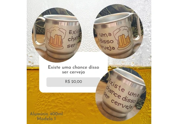 Canecas de alumínio 400ml - Super Pai ou Cerveja
