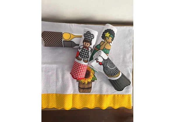 Kit guardanapo bordado patchwork