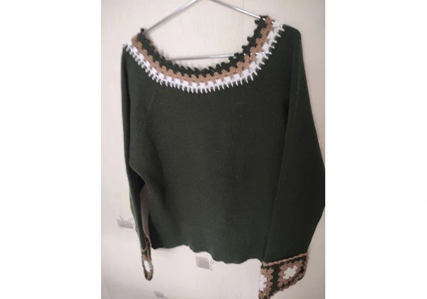Blusa lã crochê M verde