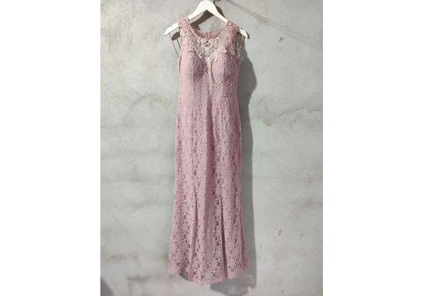Vestido rose longo de festa