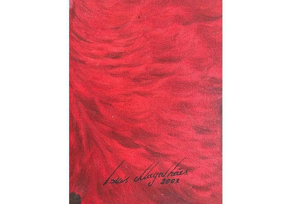 Quadro Arara Vermelha Pintura a óleo 77 x 57cm
