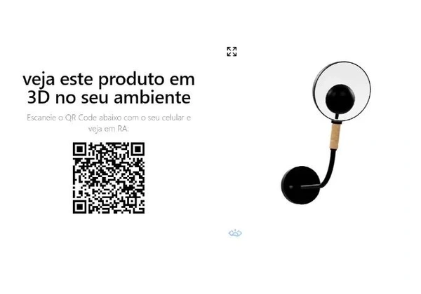Arandela de Parede Cumbuca 38xØ18cm Aço Preto Fosco