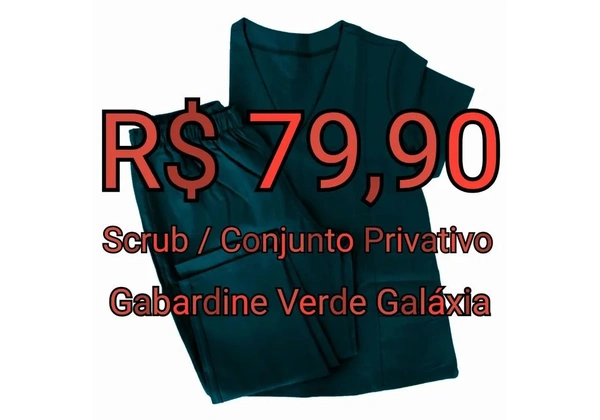 Scrub / Conjunto Privado - Gabardine Verde Galáxia