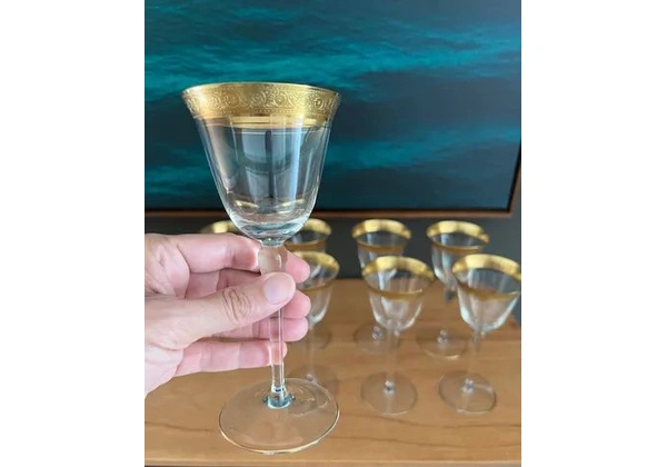 Cálice cristal com borda em Ouro 24k