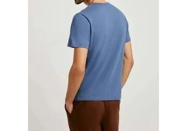 Camiseta Básica Masculina Manga Curta Slim - Azul - Tamanho G