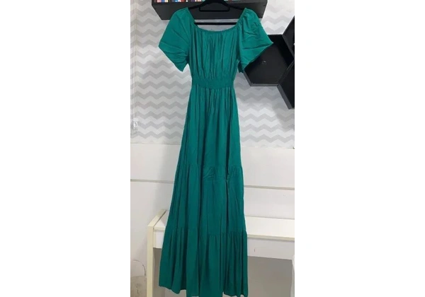 vestido longo ciganinha verde escuro - la vie