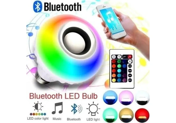 Lâmpada Caixa de Som Bluetooth com Controle Remoto Luz RGB