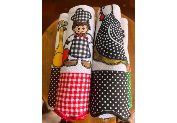 Kit guardanapo bordado patchwork