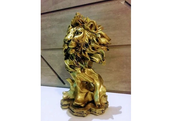 Estátua De Leão Dourado Escultura Decorativa Em Resina Casa
