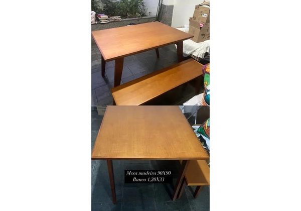 Mesa madeira com banco