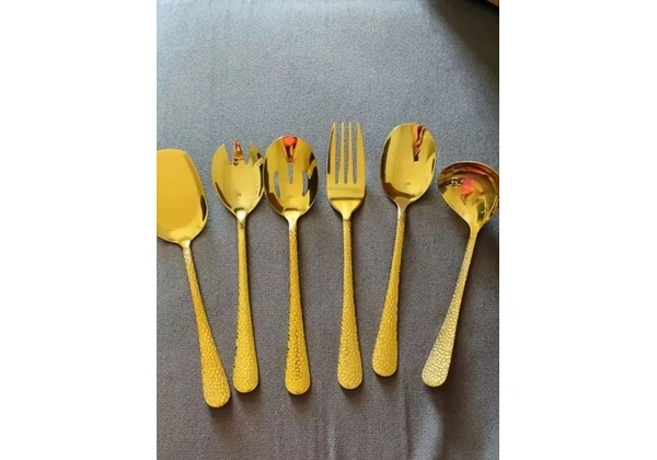 Talheres em aço inoxidável dourado para servir refeição 5 peças 75, 00 ou 15, 00 a uni<br>