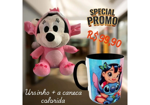 Urso de Pelúcia + Caneca Personalizada - Kit Presente