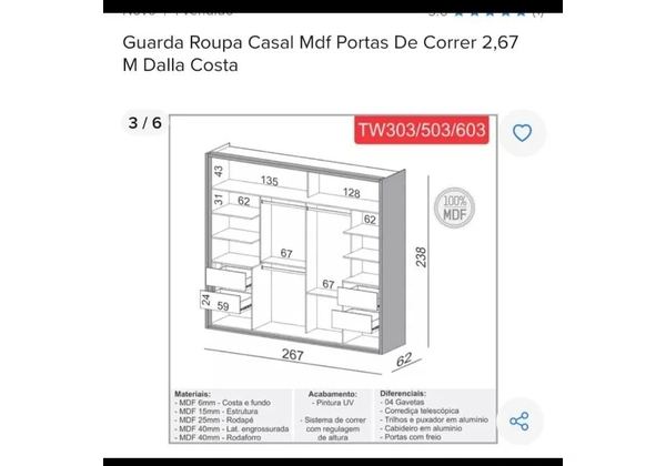 Guarda-roupa usado Dalla Costa