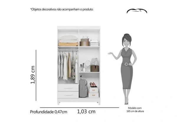 Guarda Roupas Âmbar 4 Portas 2 Gavetas Quadriflex - Fazemos Entrega - Novo