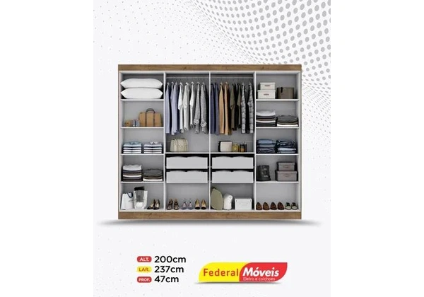Guarda Roupa Casal 100% MDF 8 Portas 4 Gavetas Super Lindo Fazemos Entrega