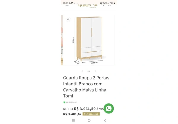 Guarda Roupa 2 portas Infantil com Painel