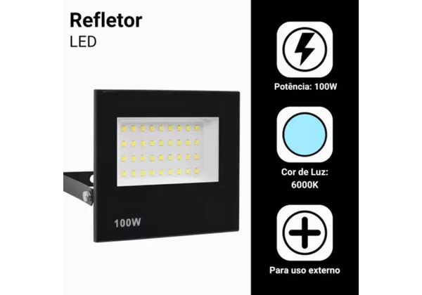 Refletor Led 100w Holofote Bivolt Prova D'água IP66 Frio _ CS146