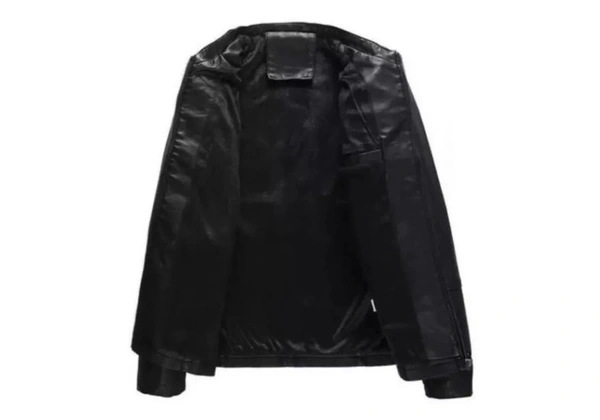 Jaqueta Masculina Slim De Couro Com Bolsos E Capuz Inverno