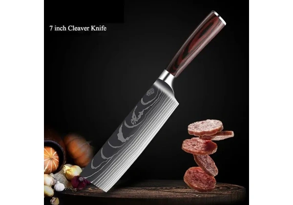Kit com 4 Facas de Cozinha de Aço Damasco - [Pronta-entrega] - Preço com Desconto