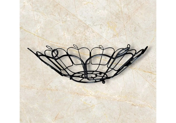 Fruteira de Metal Inox Preto Fosco Aramado Redonda