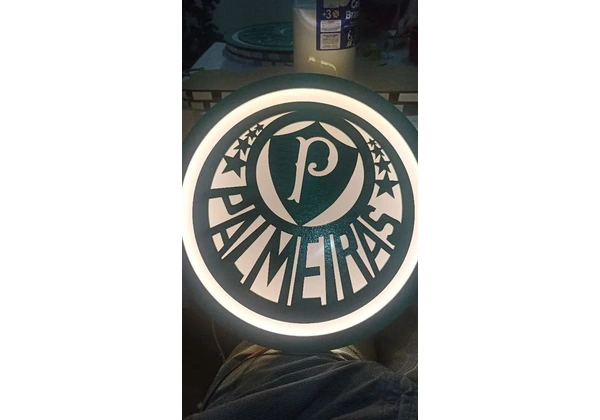 letreiro luminoso redondo palmeiras novo 37cm