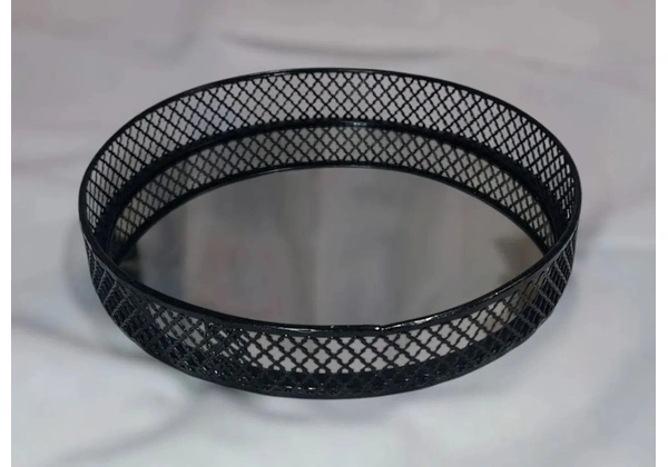 Bandeja Espelhada Redonda Em Metal Barcelona 25x5cm.<br>