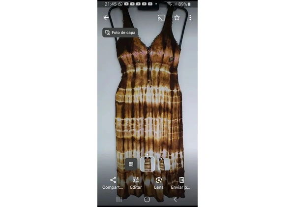 Vestido tie dye marrom e branco