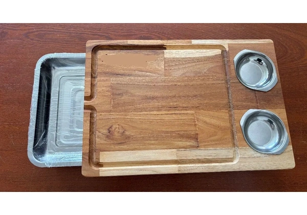 Tábuas de churrasco com bandeja inox