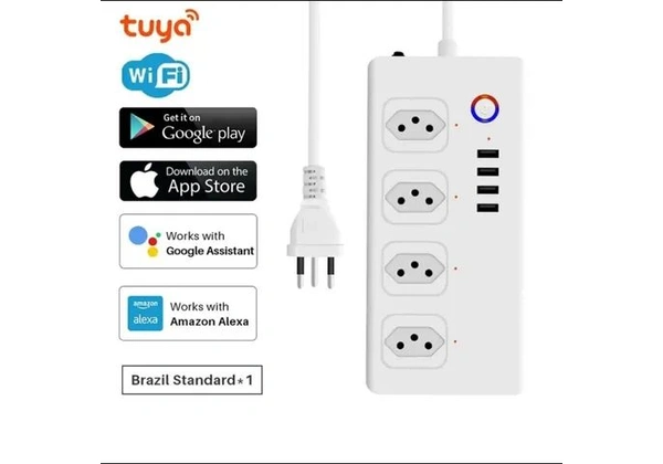 Régua Extensão tomada usb wifi Tuya Alexa Google filtro