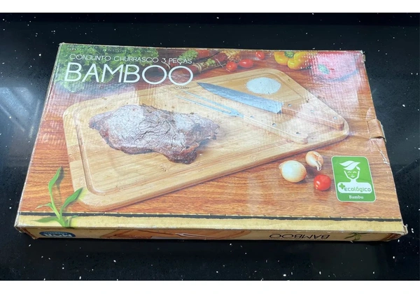 Conjunto Churrasco Bamboo Tábua Retangular 30cm x 50cm 3 Peças - Mor