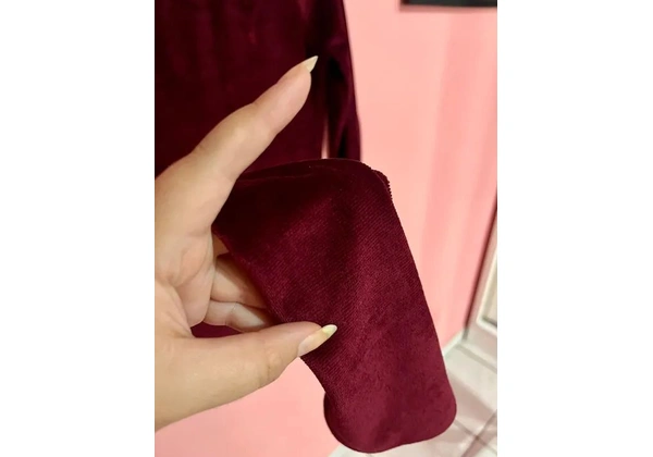 Blusa de manga comprida aveludada vinho - tamanho M