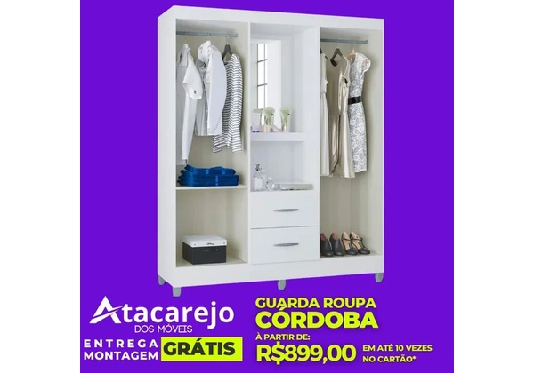 Guarda Roupa Com Espelho Entrega e Montagem Grátis