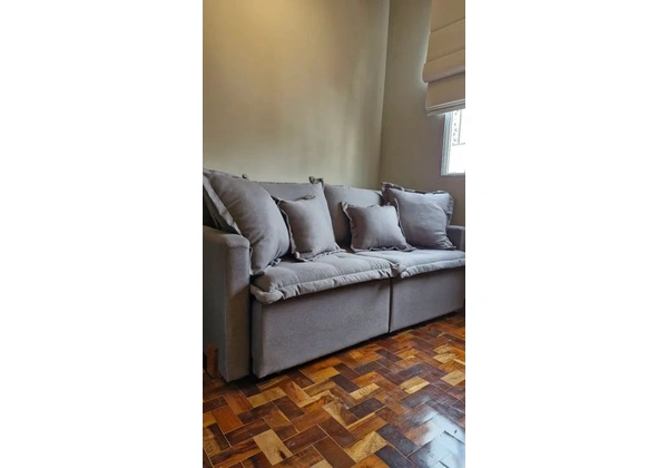 Sofá Retrátil / Cama Zero Caixa Novo no Linho Cinza