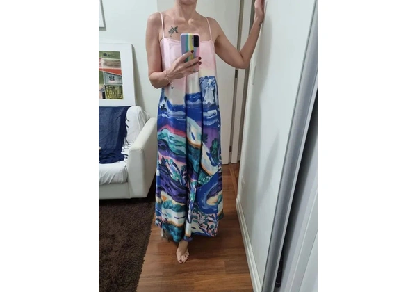 vestido com etiqueta, cetim, com forro, m, karla vivian, paguei 600 reias