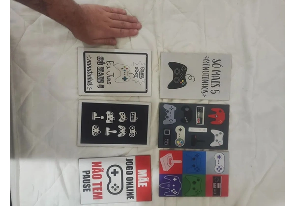 Placas gamers de madeira 6 peças