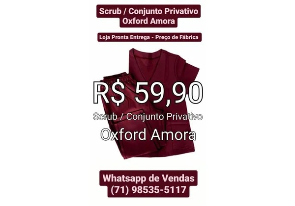 Scrub / Conjunto Privativo - Oxford Amora - Área de Saúde, Beleza, Estética