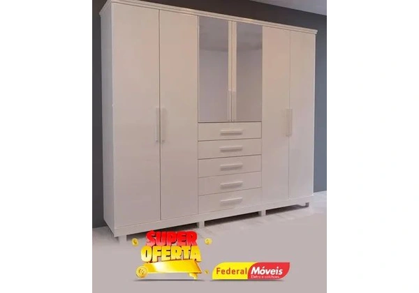 Guarda Roupa 100% MDF 6 Portas 5 Gavetas c/ Espelho Direto da Fabrica Fazemos Entrega
